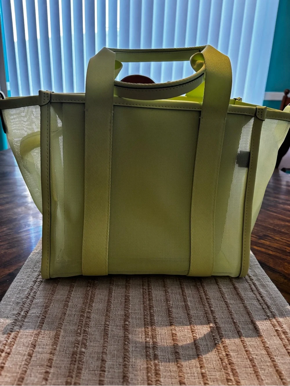 kate spade neon lime mesh tote